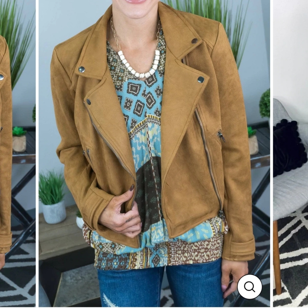Ladies faux leather moto jacket